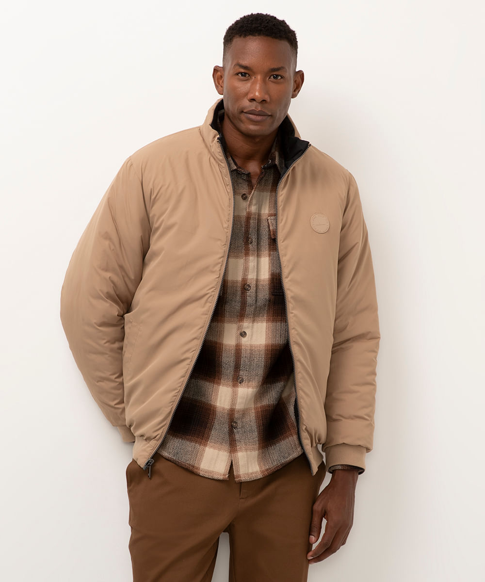 jaqueta puffer dupla face preto