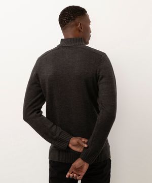suéter de tricot trançado cinza escuro