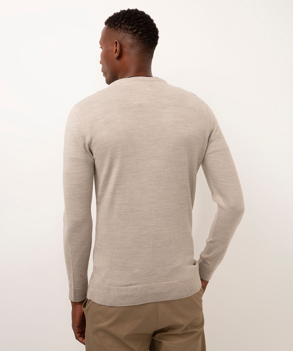 suéter de tricot gola v kaki