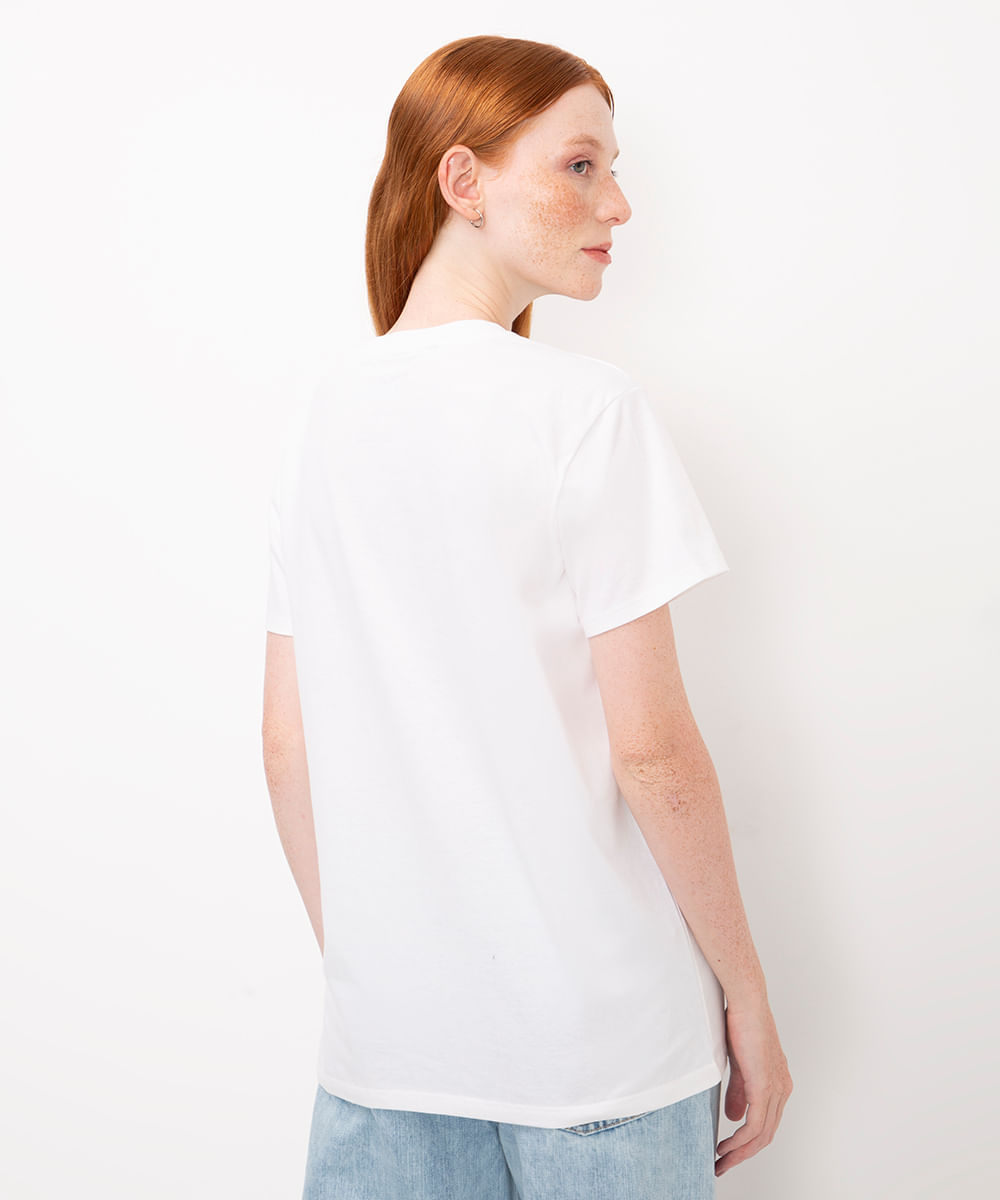 camiseta de algodão manga curta Stitch branca