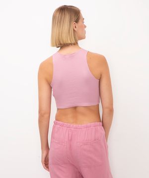 cropped de algodão halter neck rosa