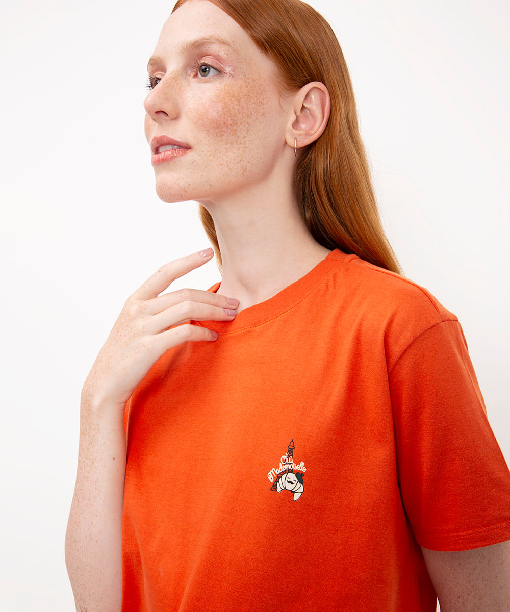 camiseta de algodão oui mademoiselle terracota