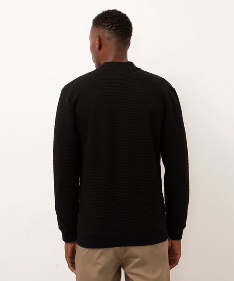 cardigan de moletom canelado preto