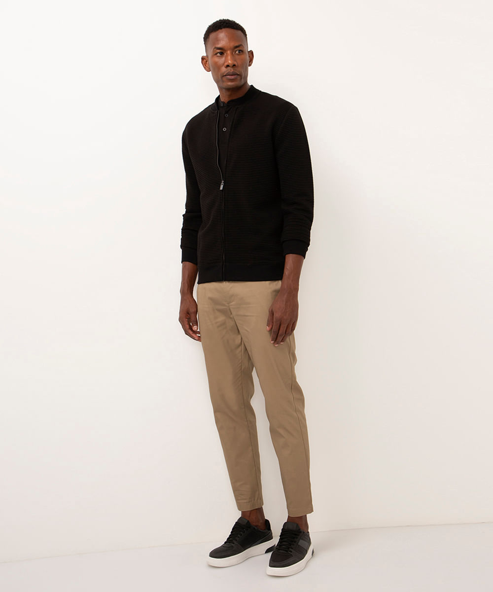 cardigan de moletom canelado preto