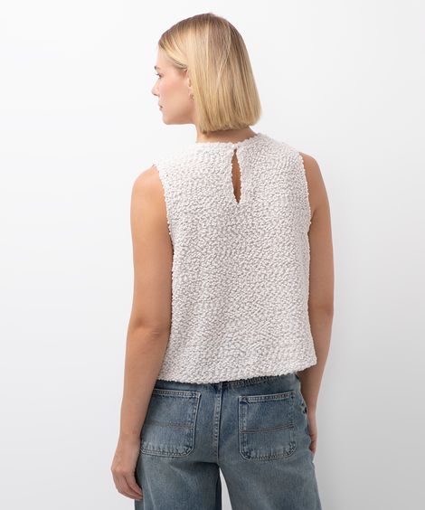 regata cavada de tricô pipoquinha off white