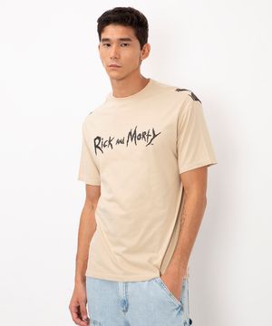 camiseta de algodão manga curta rick and morty bege