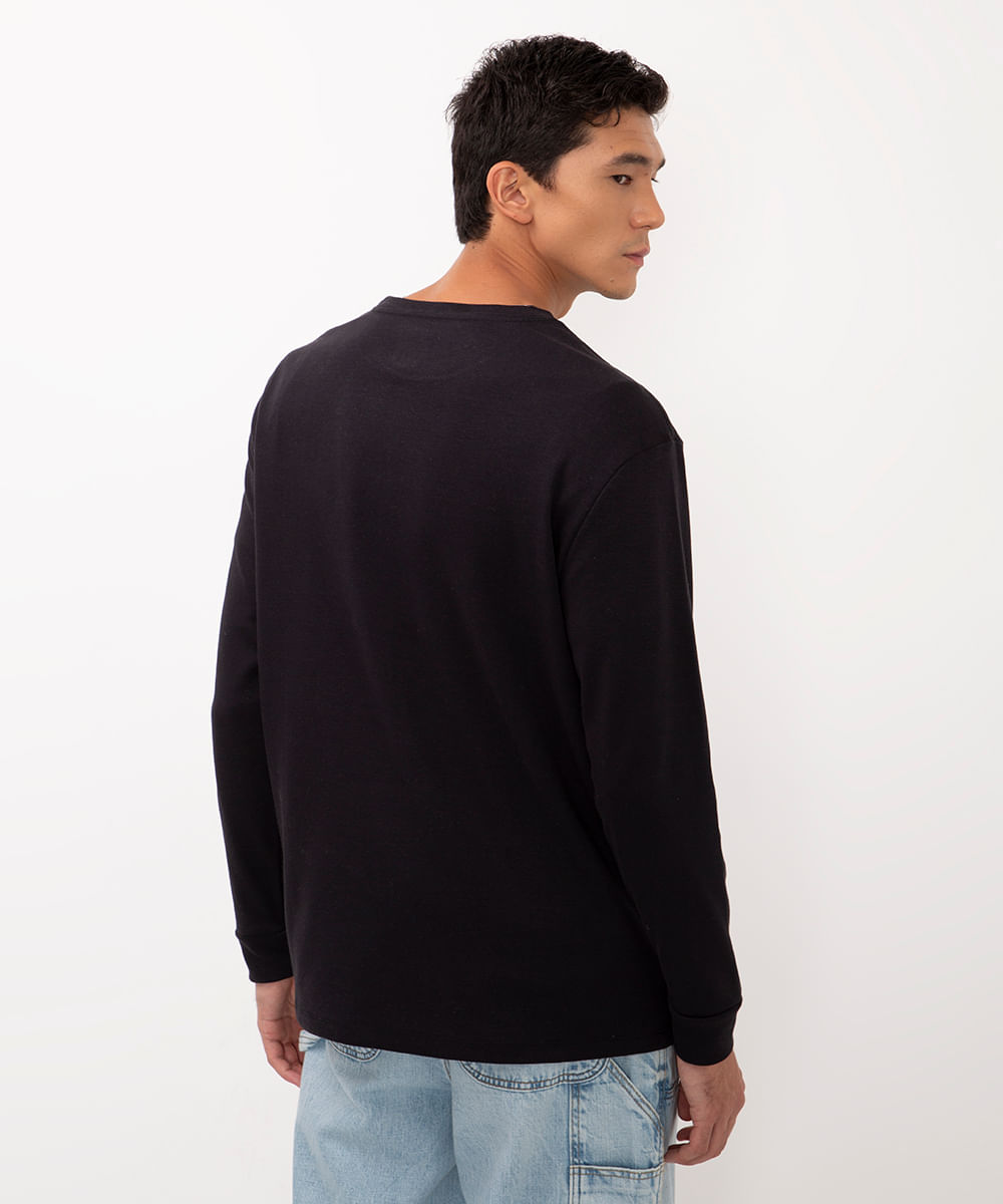 camiseta manga longa nasa preto