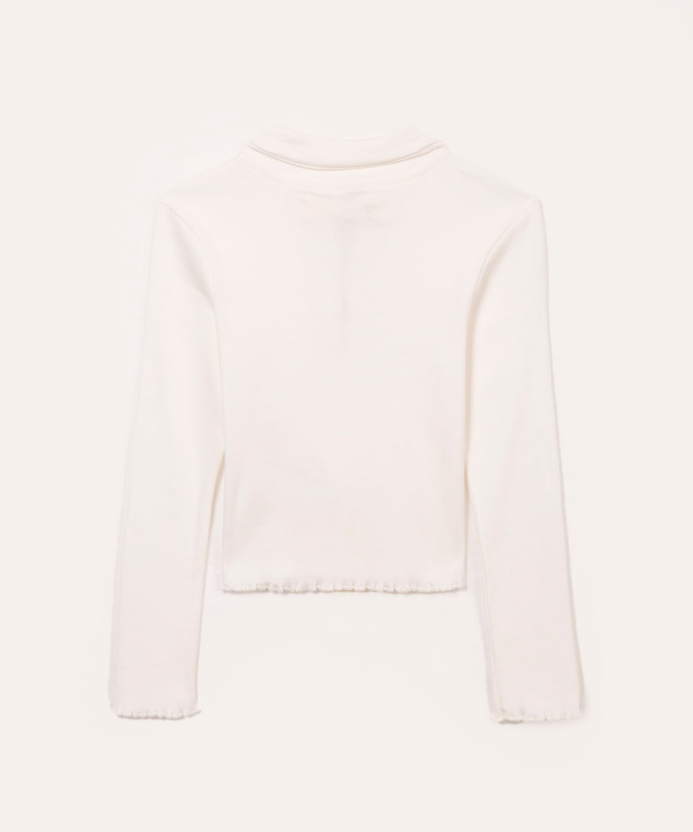 blusa de algodão infantil fru fru off white