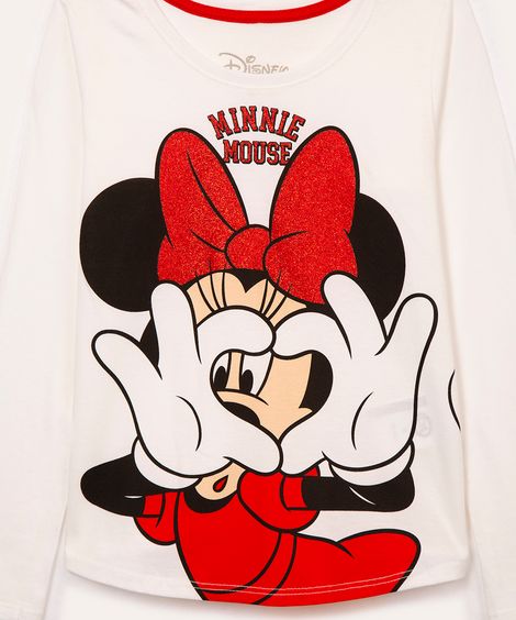 camiseta de algodão infantil minnie  off white