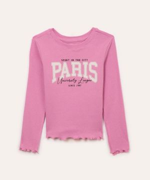 blusa de algodão infantil manga longa paris