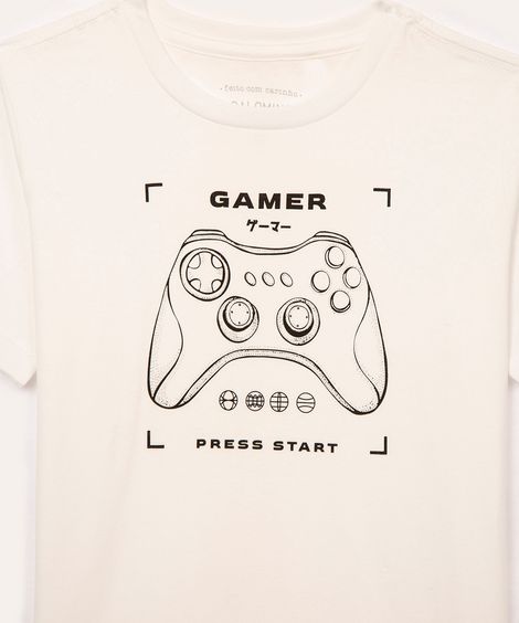 camiseta de algodão infantil game off white