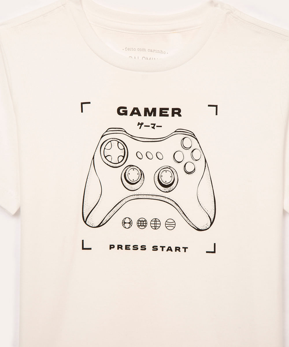camiseta de algodão infantil game off white