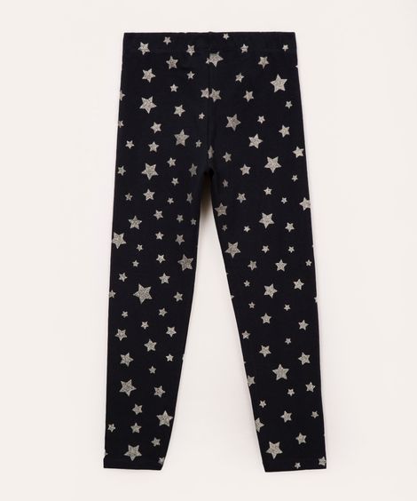 calça legging de algodão infantil estrelas azul marinho