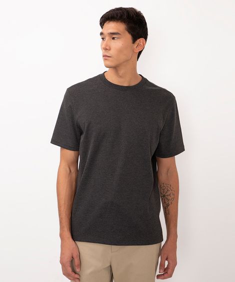 camiseta de algodão peruano bold manga curta cinza