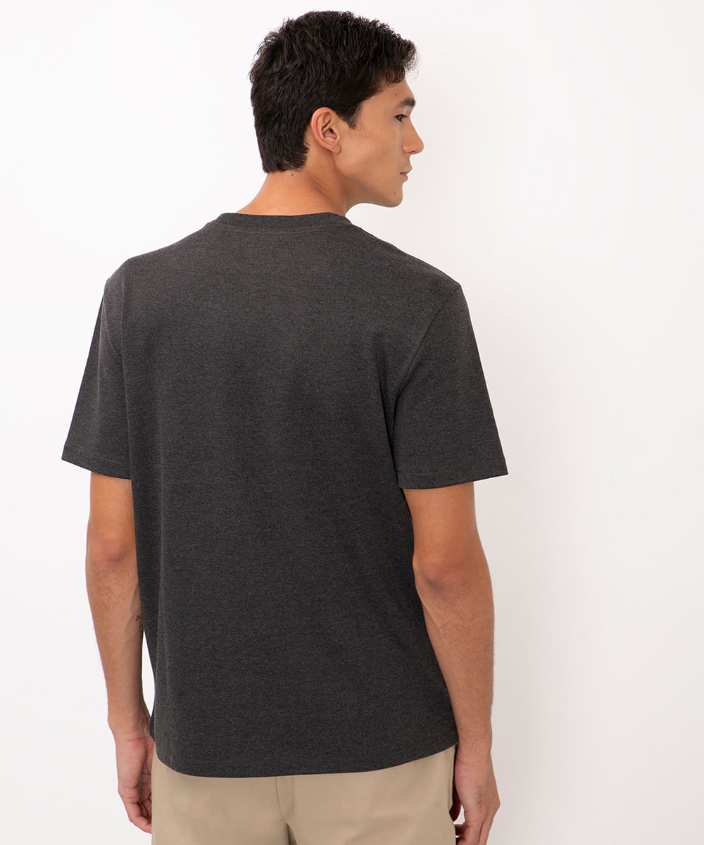 camiseta de algodão peruano bold manga curta cinza