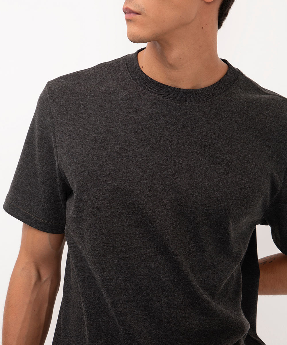camiseta de algodão peruano bold manga curta cinza
