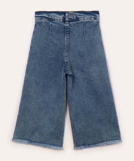 calça jeans wide leg infantil azul médio