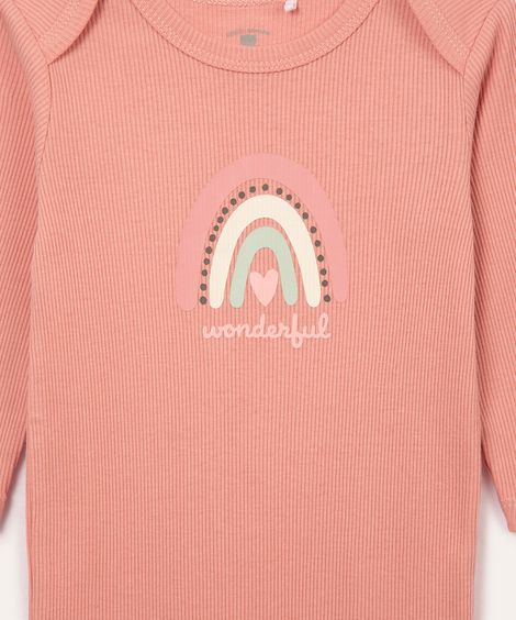 macacão de algodão infantil arco íris rosa