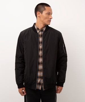 jaqueta bomber de nylon preto