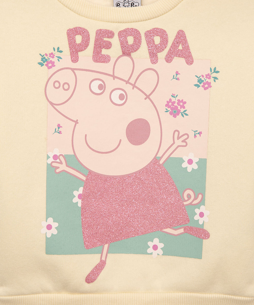 blusão de moletom peppa com brilho amarelo