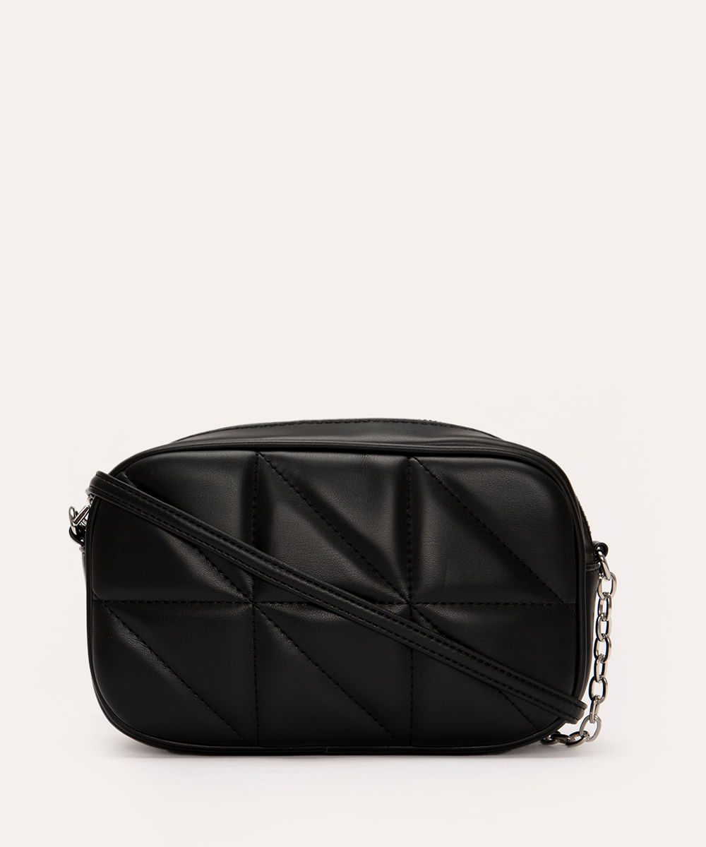 bolsa cross matelassê com corrente preta