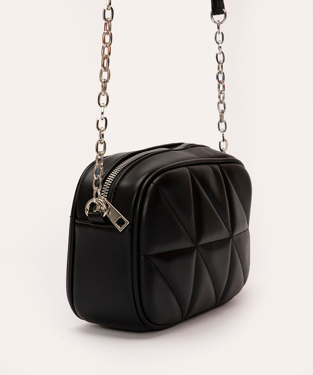 bolsa cross matelassê com corrente preta