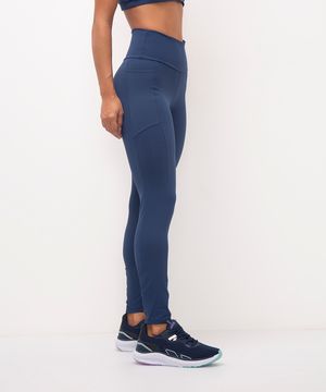 calça legging cintura alta com bolso esportiva ace azul marinho