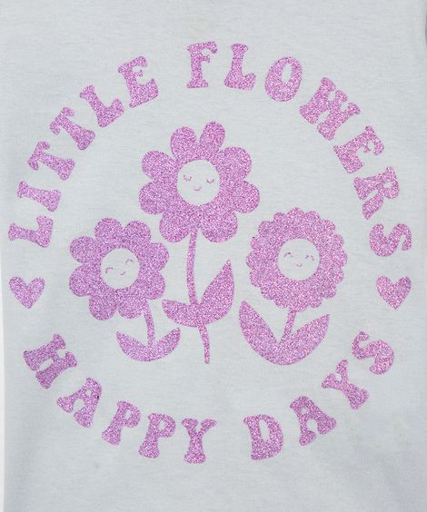 blusa infantil manga curta little flowers azul claro