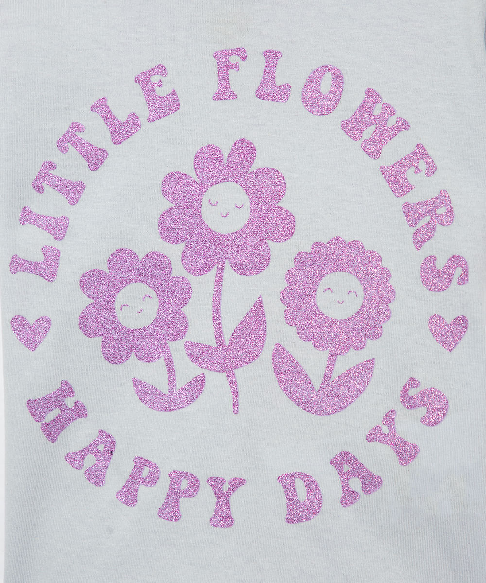 blusa infantil manga curta little flowers azul claro