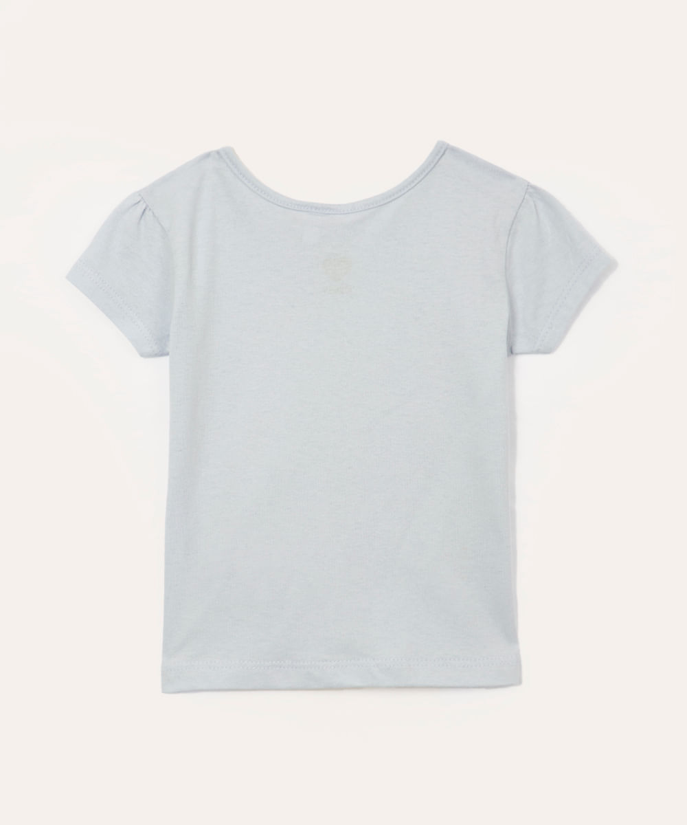 blusa infantil manga curta little flowers azul claro