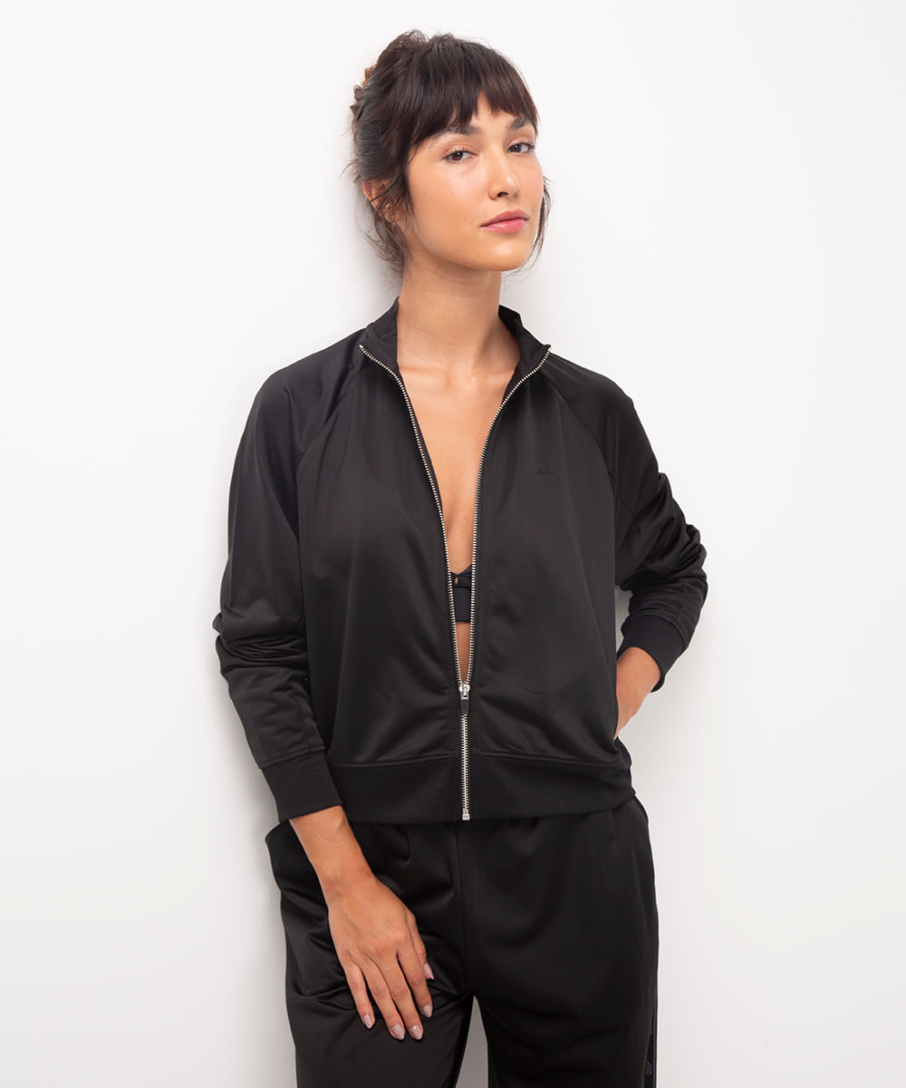 jaqueta cropped esportiva preto