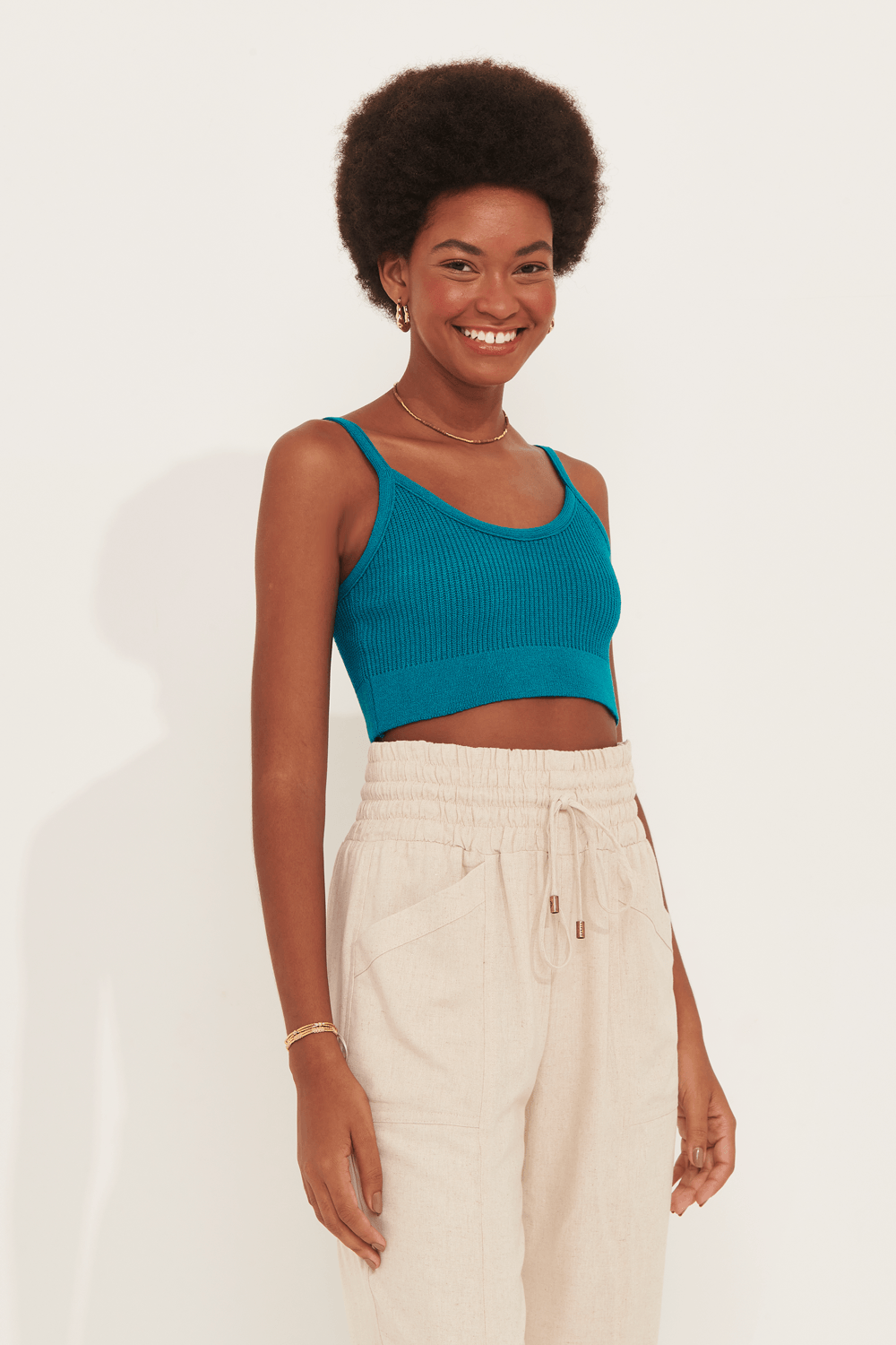 blusa tricot life azul