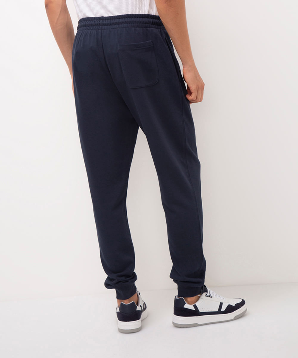 calça jogger de moletom básica com bolsos azul marinho