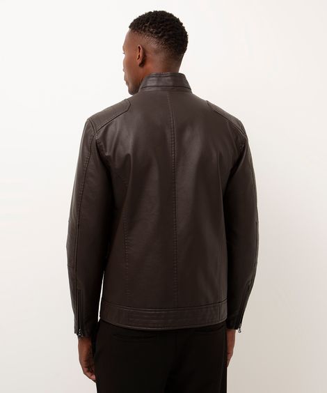 jaqueta de poliuretano perfecto slim fit marrom