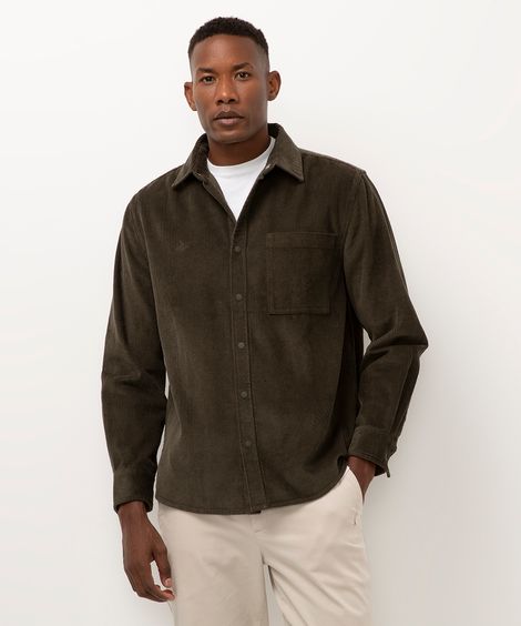 camisa de veludo cotelê manga longa verde