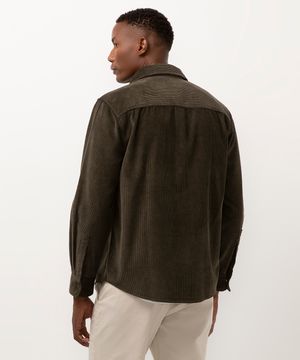 camisa de veludo cotelê manga longa verde