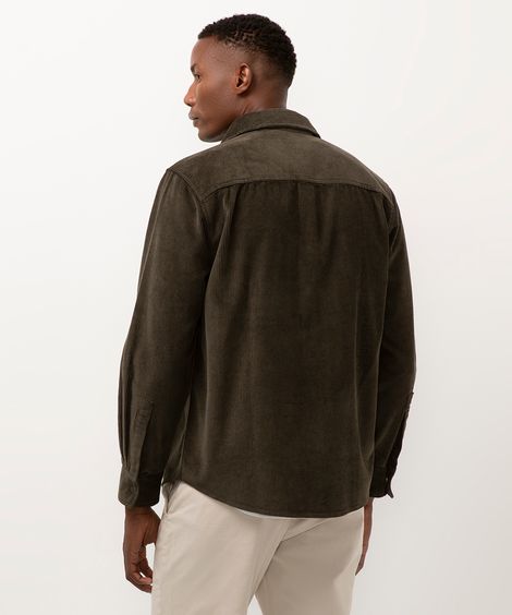 camisa de veludo cotelê manga longa verde
