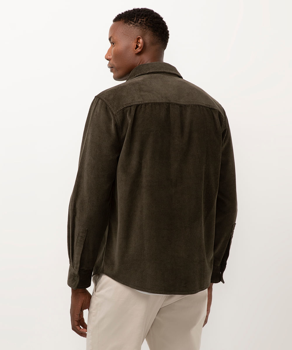 camisa de veludo cotelê manga longa verde