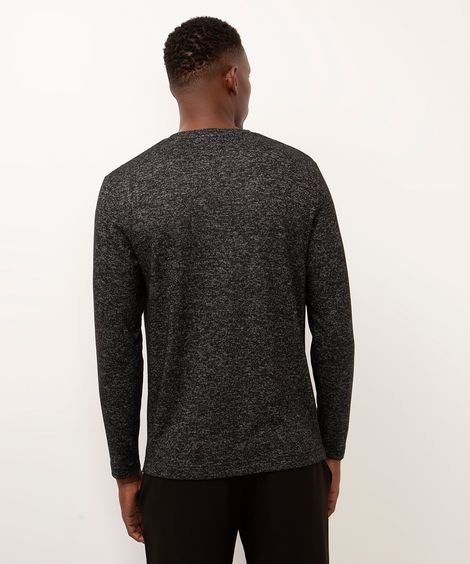 blusa de tricot slim fit manga longa preta