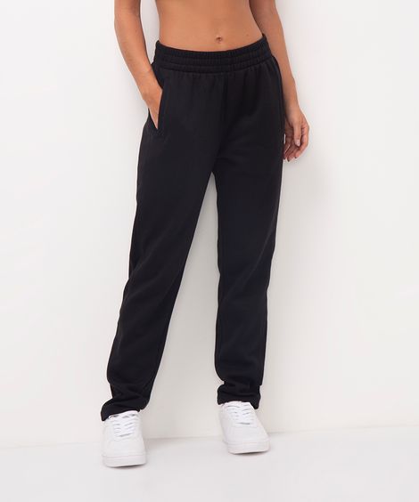 calça de moletom cintura alta esportiva - preto