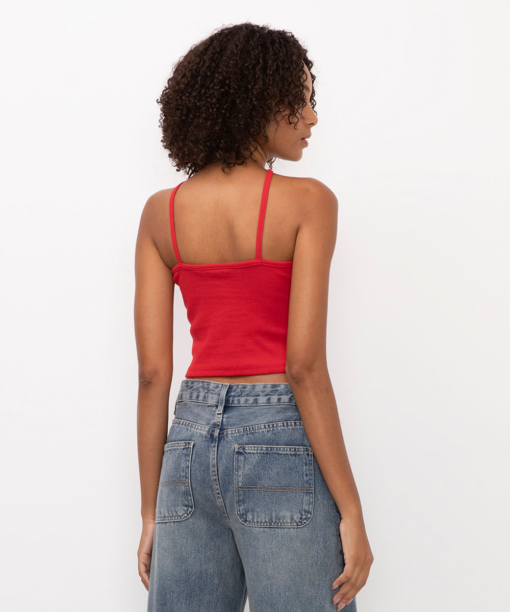 blusa cropped cross neck vermelho