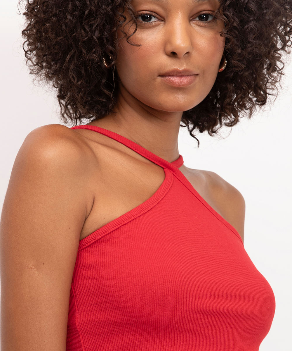 blusa cropped cross neck vermelho