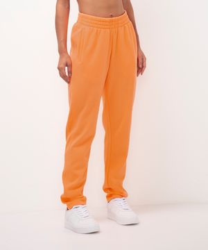 calça de moletom cintura alta esportiva ace laranja