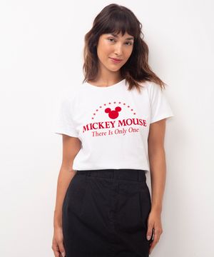 camiseta de algodão mickey off white
