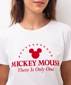 camiseta de algodão mickey off white