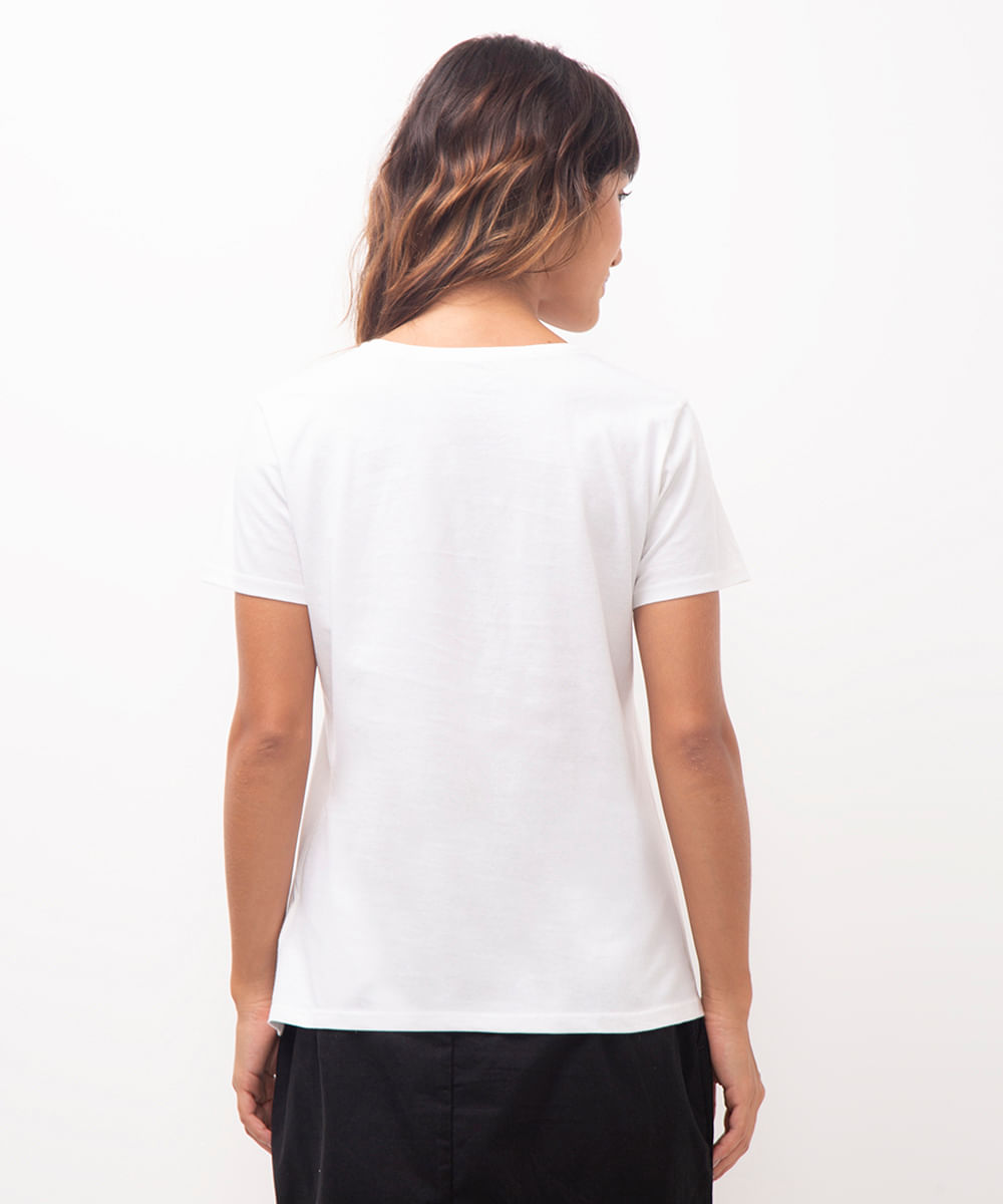 camiseta de algodão mickey off white