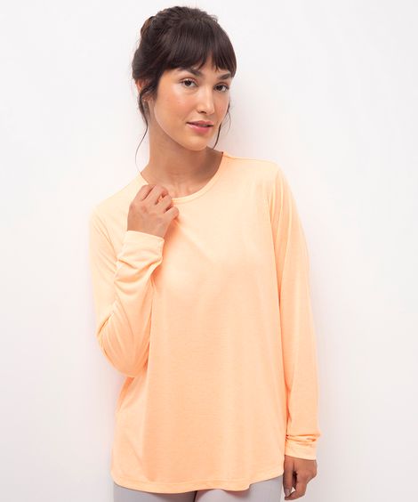 blusa básica esportiva laranja neon