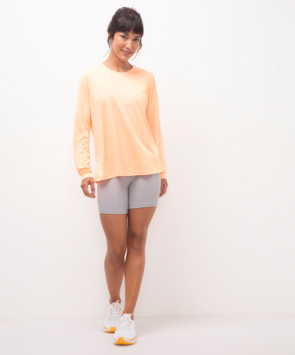 blusa básica esportiva laranja neon