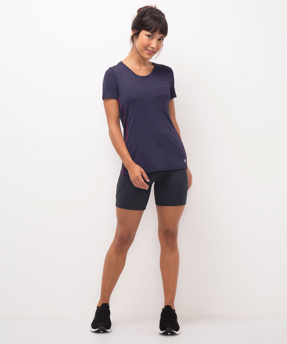 blusa com recorte esportiva ace - azul marinho