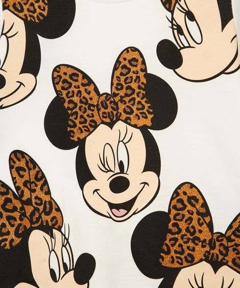 blusa infantil de algodão manga longa minnie off white